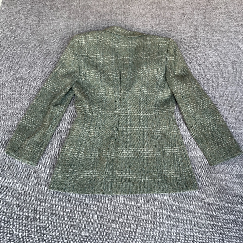 Vtg Linda Allard Ellen Tracy Two-Piece Blazer & Skirt Set Womens 2 Green Plaid - Picture 3 of 15